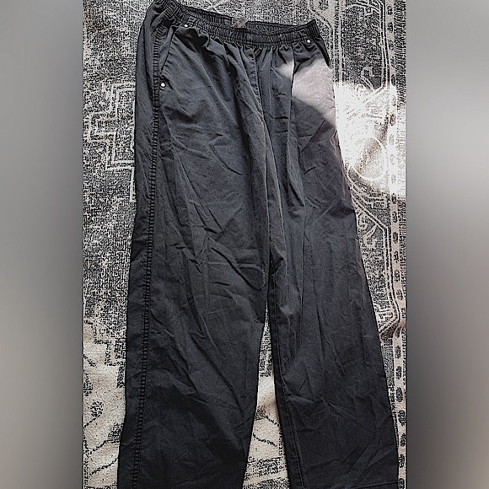 VTG 90s Black Wide Legged Versatile Pants with Embroidered Seams: Size MP